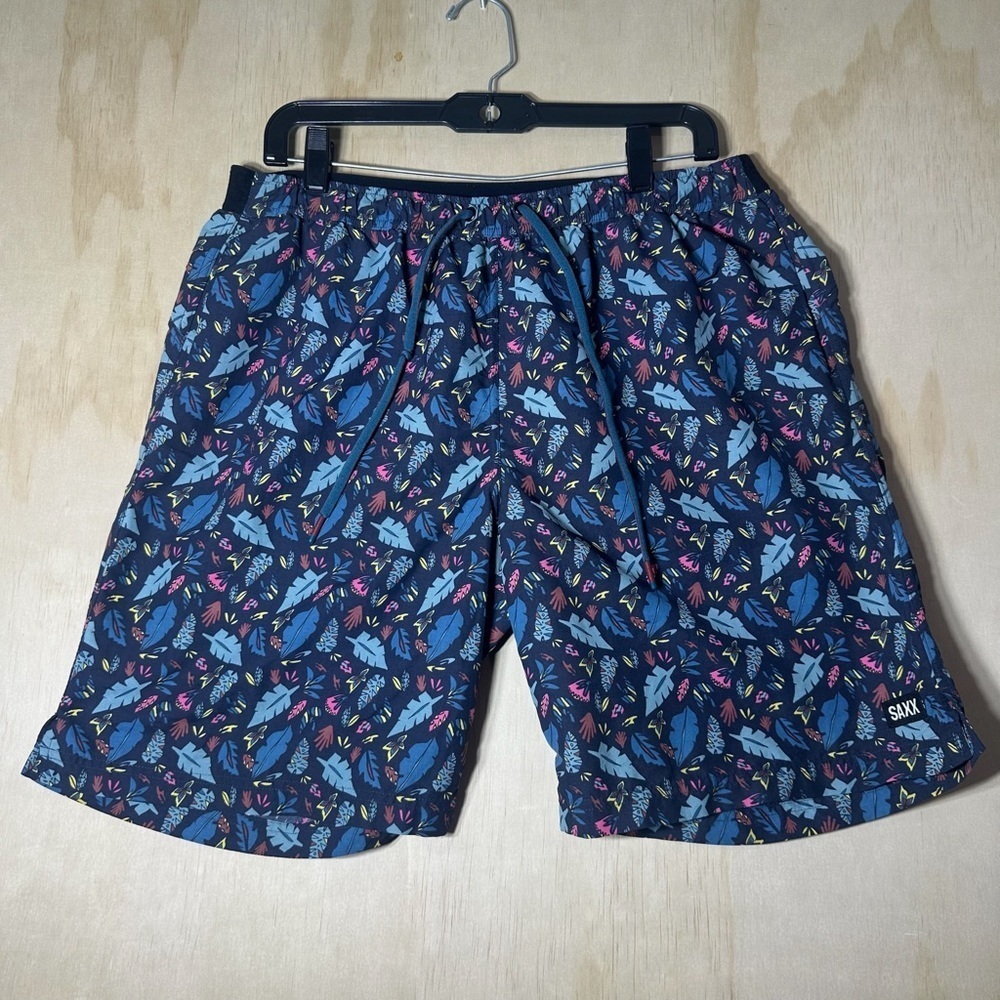 Saxx‎ Cannonball Shorts Men’s Size Large Colorful Leaf Design